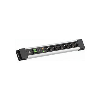 BACHMANN CONNECTUS 6xCEE7/3, 1xSPD 1xSchalter 2,0m CEE7/7 Grau