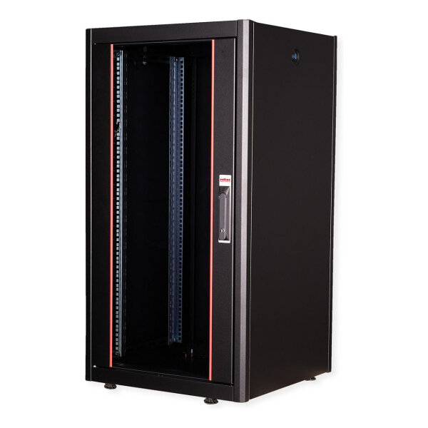 ROLINE 19-Zoll Netzwerkschrank Basic 22 HE, 600x600 BxT Glastr schwarz