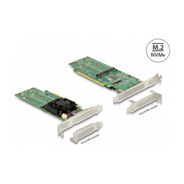 PCI Express x16 Karte zu 4 x intern NVMe M.2 Key M - Low Profile Formfaktor