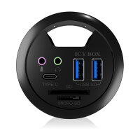 HUB Tisch-Hub mit 2 Kartenlesern. Audio Ein-/Ausgang. Ladefunktion und LED ICY BOX