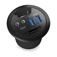HUB Tisch-Hub mit 2 Kartenlesern. Audio Ein-/Ausgang. Ladefunktion und LED ICY BOX