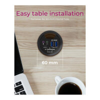 HUB Tisch-Hub mit 2 Kartenlesern. Audio Ein-/Ausgang. Ladefunktion und LED ICY BOX