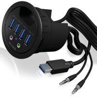 HUB Tisch-Hub 4x USB 3.0 Type-A mit Audio Ein-/Ausgang ICY BOX