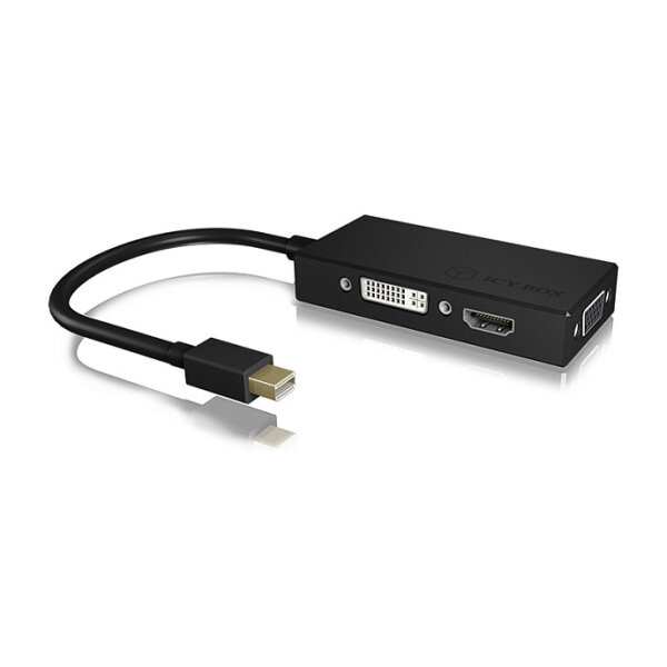 Adapter ICY BOX mini DisplayPort > DVI/HDMI/VGA 4K 60Hz Black