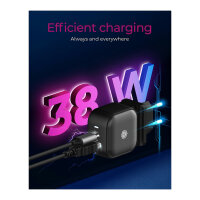 ICY BOX Charger 38W 2-Port USB-A 18W/USB-C 30W Black