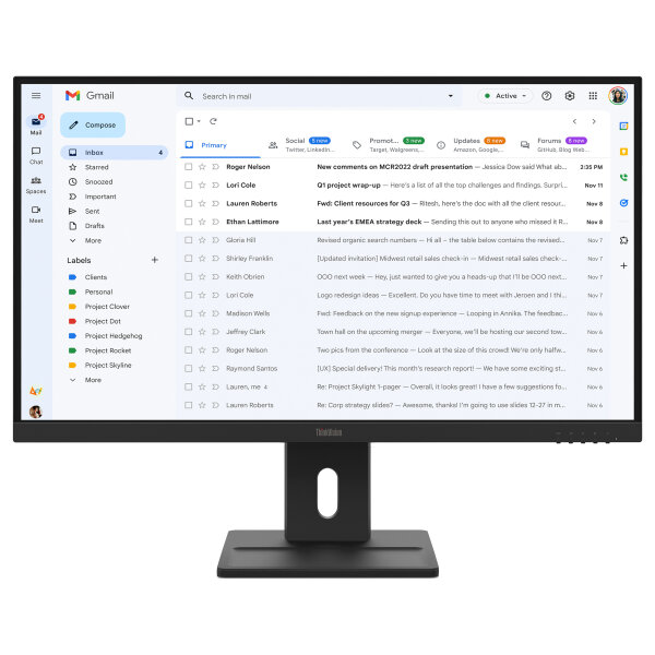 68,6cm/27" (1920x1080) Lenovo ThinkVision E27-40 16:9 FHD IPS 4ms 100Hz VGA HDMI DisplayPort VESA Speaker Black