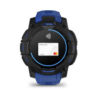 Garmin Instinct® AMOLED black mit Silikon-Wechselarmband 22 mm bolt blue