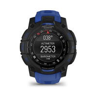 Garmin Instinct® AMOLED black mit Silikon-Wechselarmband 22 mm bolt blue