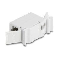 RJ45 Kupplung Cat.6A Buchse zu Buchse mit Staubschutzklappe für Hutschienen Montage grau