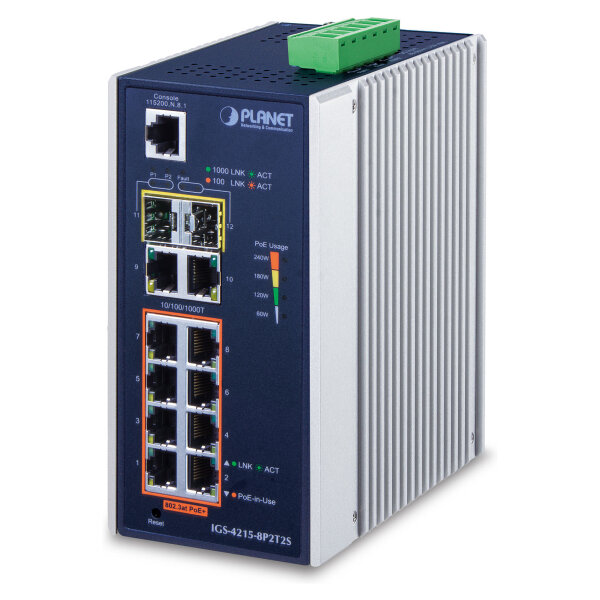Planet IGS-4215-8P2T2S Industrie 8-Port SFP Managed Switch