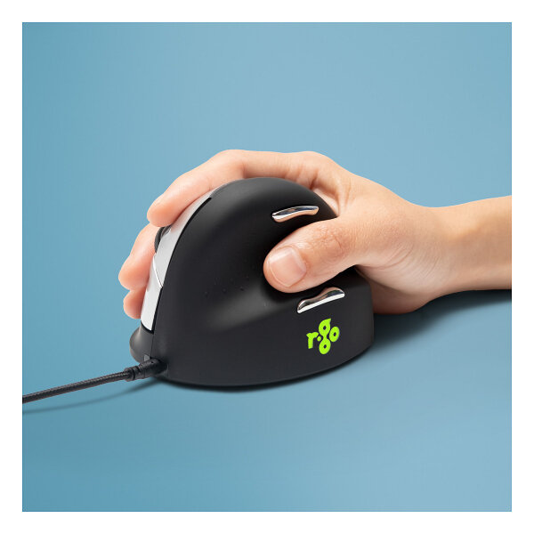 R-Go Maus HE ergonomisch rechts USB groß schw./silb retail