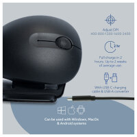 R-Go Maus Twister ergonomisch beidhändig USB u. Bluetooth sw