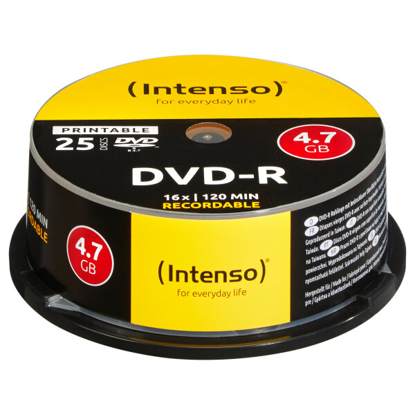 1x25 Intenso DVD-R 4,7GB 16x Speed Cakebox printable