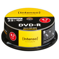 1x25 Intenso DVD-R 4,7GB 16x Speed Cakebox printable