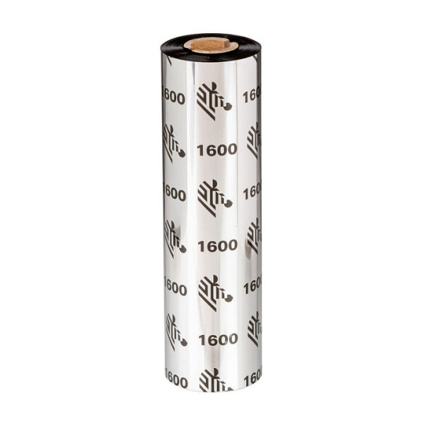 Zebra 1600 Economy Wax - Black - 156 mm x 450 m