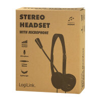 Logilink Stereo-Headset, 1x 3,5-mm-Klinke Bügelmikro Eco-Box