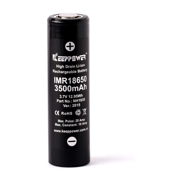 ALLNET IMR18650 - Rechargeable battery - 3.7 V - 2 piece(s) - 3500 mAh - Black - Silver - CE - RoHS