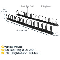 STARTECH.COM Vertikaler Kabelordner mit D-Hacken - 0U - 1,8m - Rack Kabelmanager