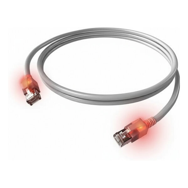 EasyLan DualBoot LED Patchkabel RJ45 S/FTP Cat.6 (Class E), mit saCon Stecker, LSOH, grau, 3 m