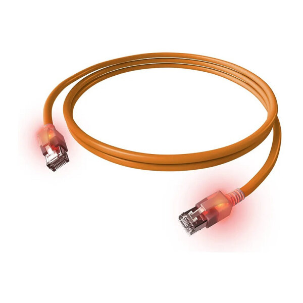 EasyLan DualBoot LED Patchkabel RJ45 S/FTP Cat.6A (Class EA), mit saCon Stecker, LSOH, orange, 7,5 m
