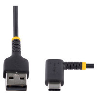 STARTECH.COM 6in 15cm USB A to C Charging Cable Right Angle Heavy Duty Fast Charge USB-C Cable Durable and Rugged Aramid Fiber 3A