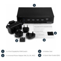 STARTECH.COM 4 Port DisplayPort KVM Switch - DP KVM Umschalter mit USB 3.0 Hub - 4K 30Hz