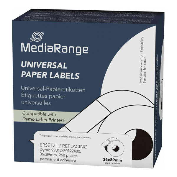 MediaRange Etikettenrollen ersetzt DYMO 99012/S0722400, 36,0 x 89,0 mm