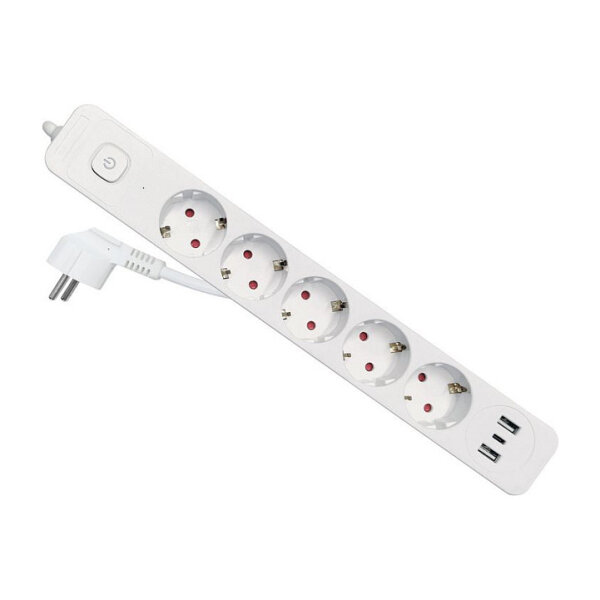 Equip Steckdosenleiste CEE7/7 90°->5xSchuko/2xUSBA/USBC