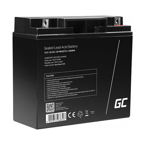 Green Cell Ersatzbatterie AGM54 12V/22Ah