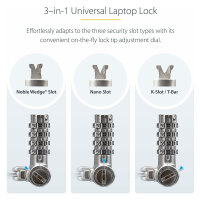 StarTech 25-Pack Laptop Lock, Compatible w/Noble Wedge/Nano/K-Slot - Sicherheitskabelschloss - Schwarz, Silber - 2 m - TAA