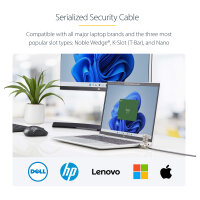 StarTech 25-Pack Laptop Lock, Compatible w/Noble Wedge/Nano/K-Slot - Sicherheitskabelschloss - Schwarz, Silber - 2 m - TAA