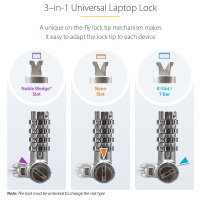 StarTech 25-Pack Laptop Lock, Compatible w/Noble Wedge/Nano/K-Slot - Sicherheitskabelschloss - Schwarz, Silber - 2 m - TAA