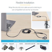StarTech 25-Pack Laptop Lock, Compatible w/Noble Wedge/Nano/K-Slot - Sicherheitskabelschloss - Schwarz, Silber - 2 m - TAA