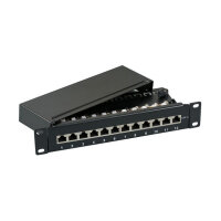 Mini-Patchpanel STP 12xRJ45 Cat.6A,10" 1HE,grau