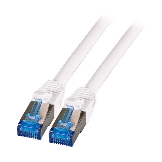 EFB RJ45 Patchkabel S/FTP Cat6A Superflex LSZH WEISS Laenge 15m 10Gbit 500MhZ 100 Prozent Kupfer mit Cat 7 Rohkabel