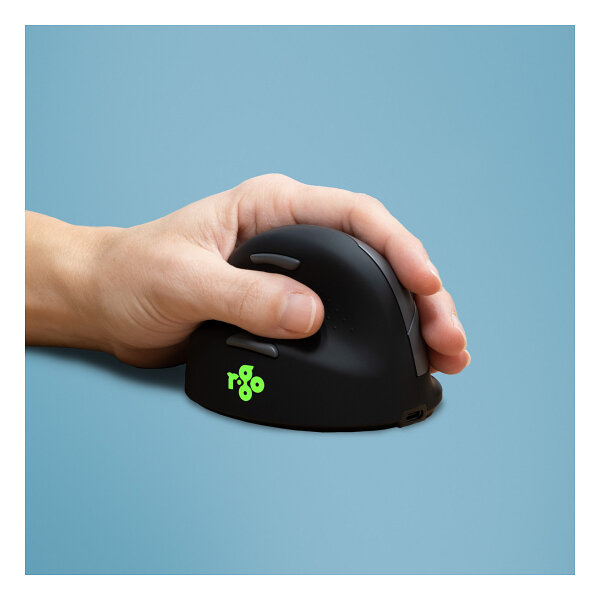 R-Go Maus HE ergonomisch links Bluetooth mittel schw./silb retail