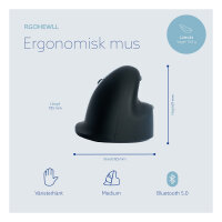 R-Go Maus HE ergonomisch links Bluetooth mittel schw./silb retail