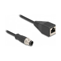 Delock M12 Adapterkabel D-kodiert 4 Pin Stecker zu RJ45 Buchse 50 cm