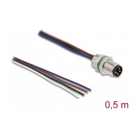 Delock M8 Einbaukabel A-kodiert 4 Pin Stecker für...