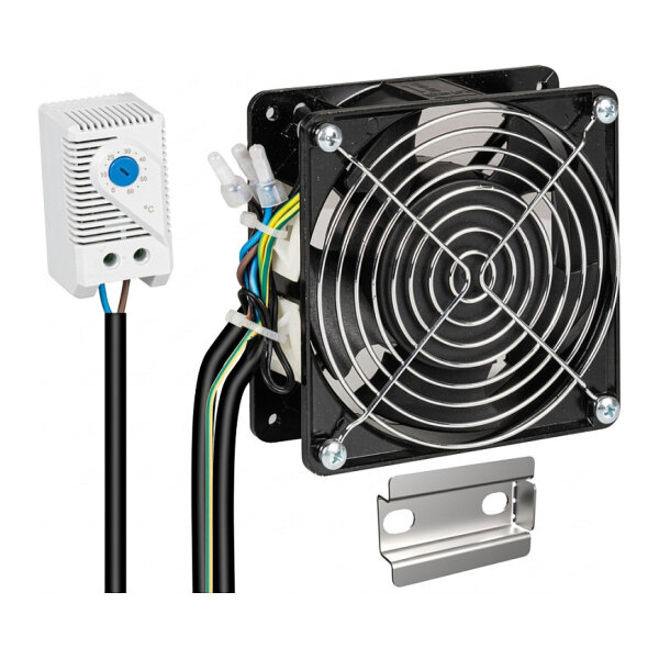 EFB Einbaulüfter-Set für Wandgehäuse, komplett, inkl. Thermostat u. Anschlusskabeln