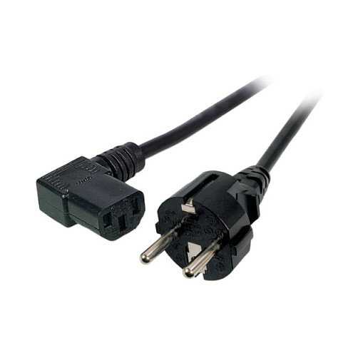 EFB Netzleitung Schutzkontakt 180 - C13 90, schwarz, 2,0 m, 3 x 0,75 mm