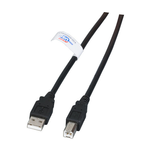EFB USB2.0 Anschlusskabel A-B, St.-St., 1,8m, schwarz, LSZH