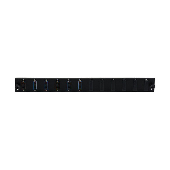 EFB Bestckte 12 Port Frontblende mit 6 x SC Duplex Kupplung OS2 vertikal, schwarz
