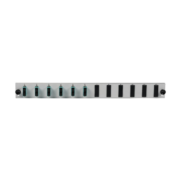 EFB Bestckte 12 Port Frontblende mit 6 x SC Duplex Kupplung OS2 vertikal, grau