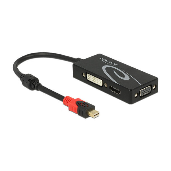 DELOCK Adapter mini Displayport 1.2 Stecker > VGA / HDMI / DVI Buchse 4K Passiv schwarz