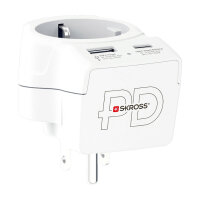 SKROSS Länderstecker Europe to US USB AC20PD wei