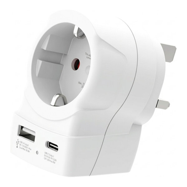 SKROSS Länderstecker Europe to UK USB AC20PD wei