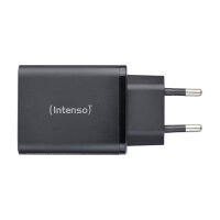 Intenso Power Adapter W65ACC Gan, Schwarz 65 Watt Netzteil, Zwei USB-C Anschlüsse und einem USB-A Anschluss