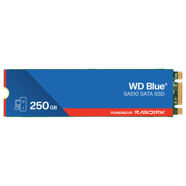 M.2 WD Blue SA510 SSD 250GB M.2 2280 SATA III 6Gb/s internal single-packed