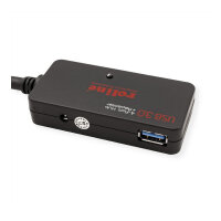 ROLINE USB 3.2 Gen 1 4-Port Hub mit Repeater, schwarz, 10 m
